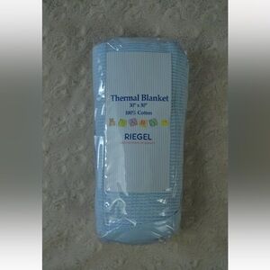 Riegel Thermal Baby Blanket Light Solid Blue Waffle Weave New